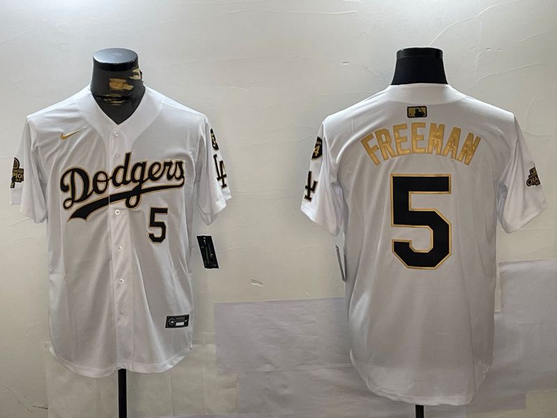 Men Los Angeles Dodgers #5 Freeman White Gold Game 2024 Nike MLB Jersey style 1202->los angeles dodgers->MLB Jersey